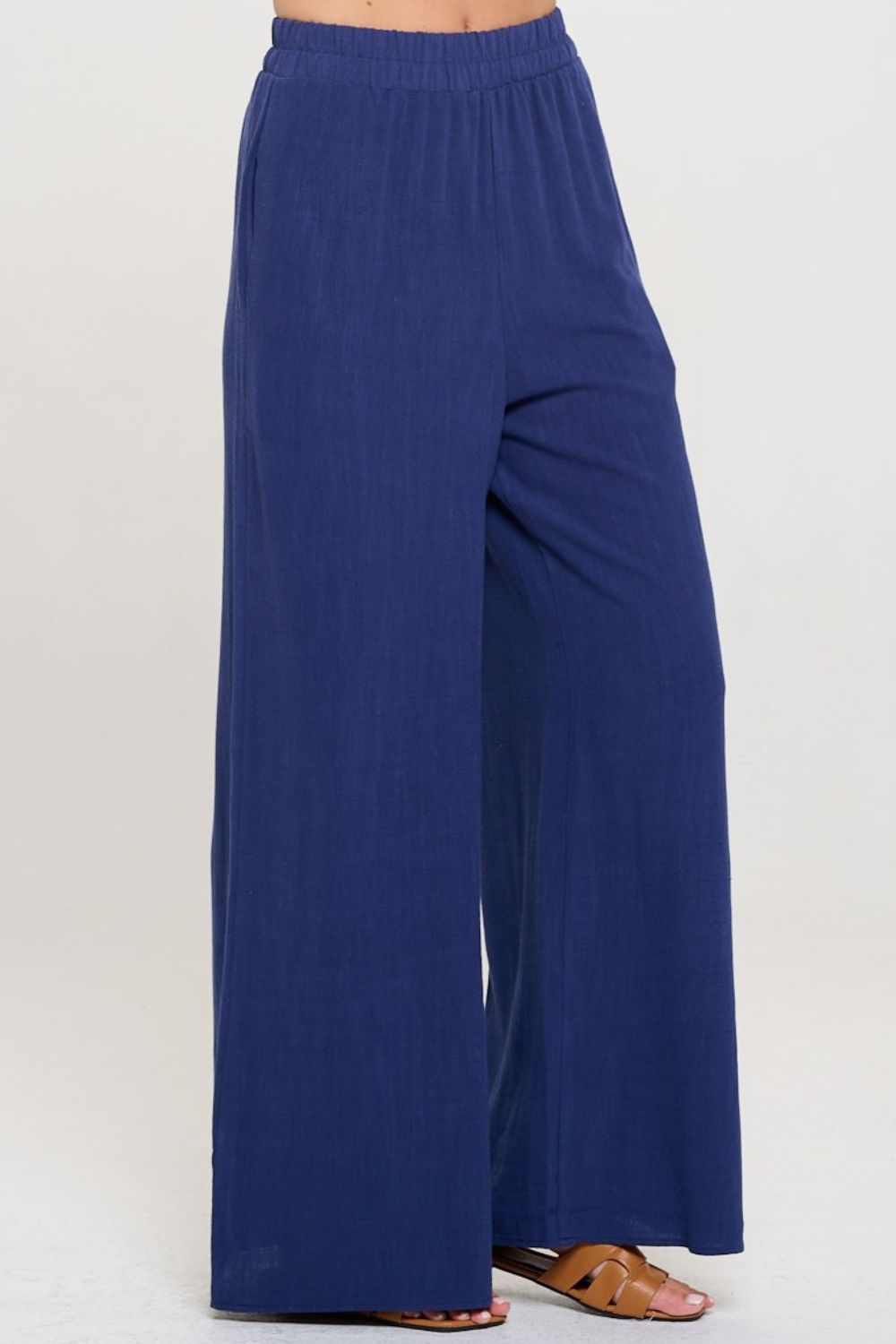 RENEE C Linen Wide Leg Pants with Pockets