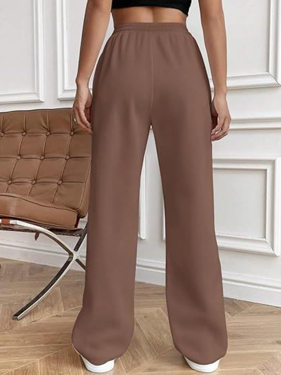 Drawstring Wide Leg Pants with Pockets