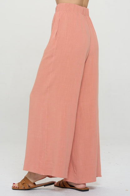 RENEE C Linen Wide Leg Pants with Pockets