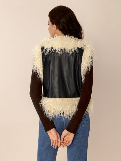 Tied Fringe Contrast Vest